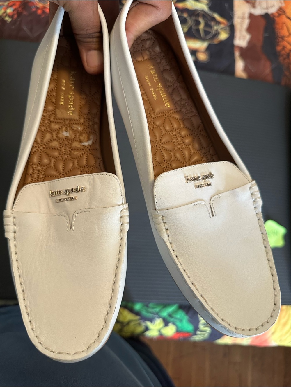 kate spade Cream Leather Penny Loafers